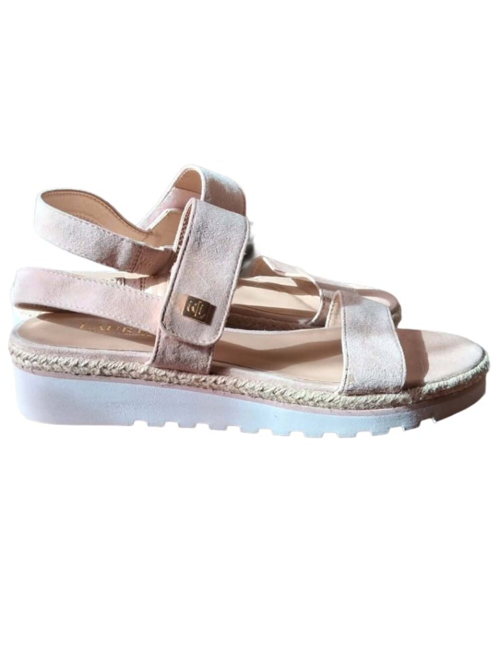 Lauren Ralph Lauren Pink Suede Espadrille Sandal, Size 8.5B